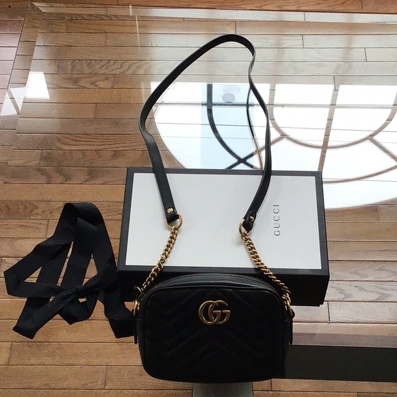 GG Marmomt Matallase Black Leather Mini Crossbody - Picture 3 of 7